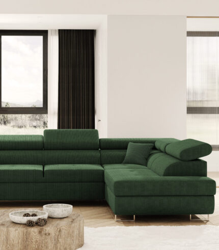 Narożnik ATESIO  sztruks butelkowa Zieleń