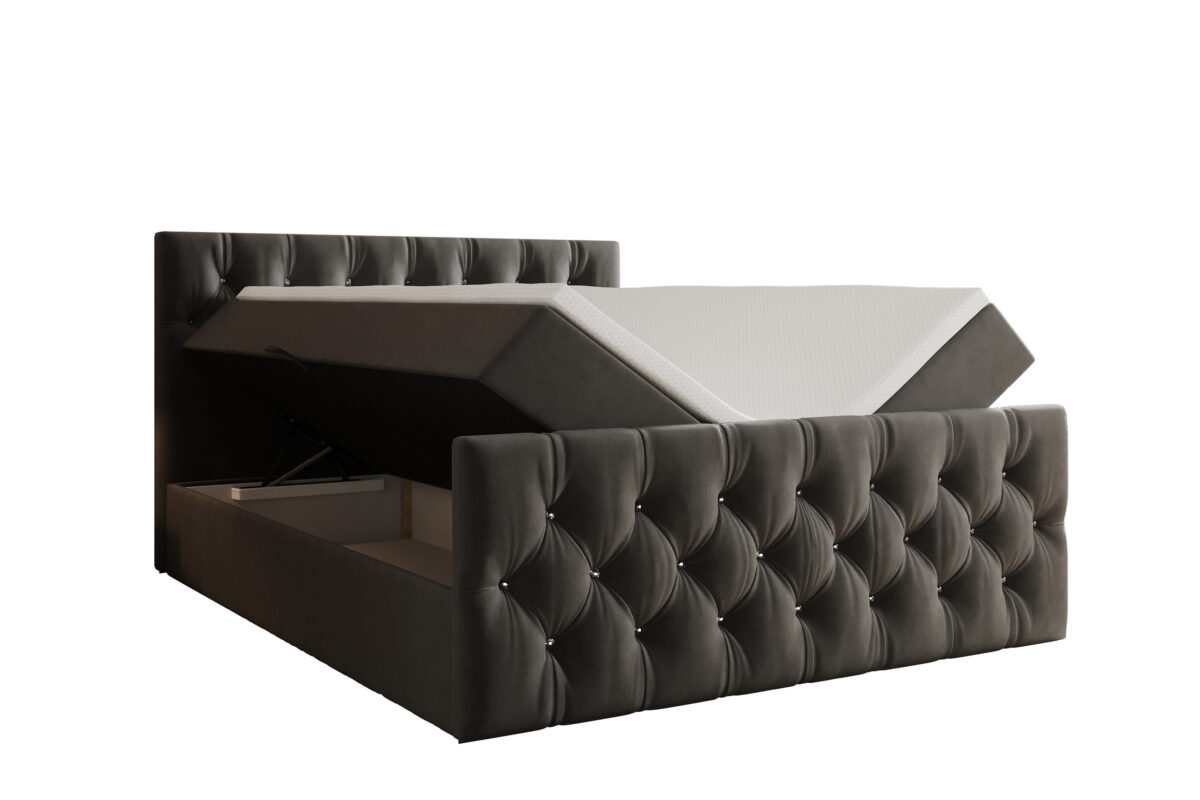 Tali – Łóżko Kontynentalne Glamour z Kryształkami