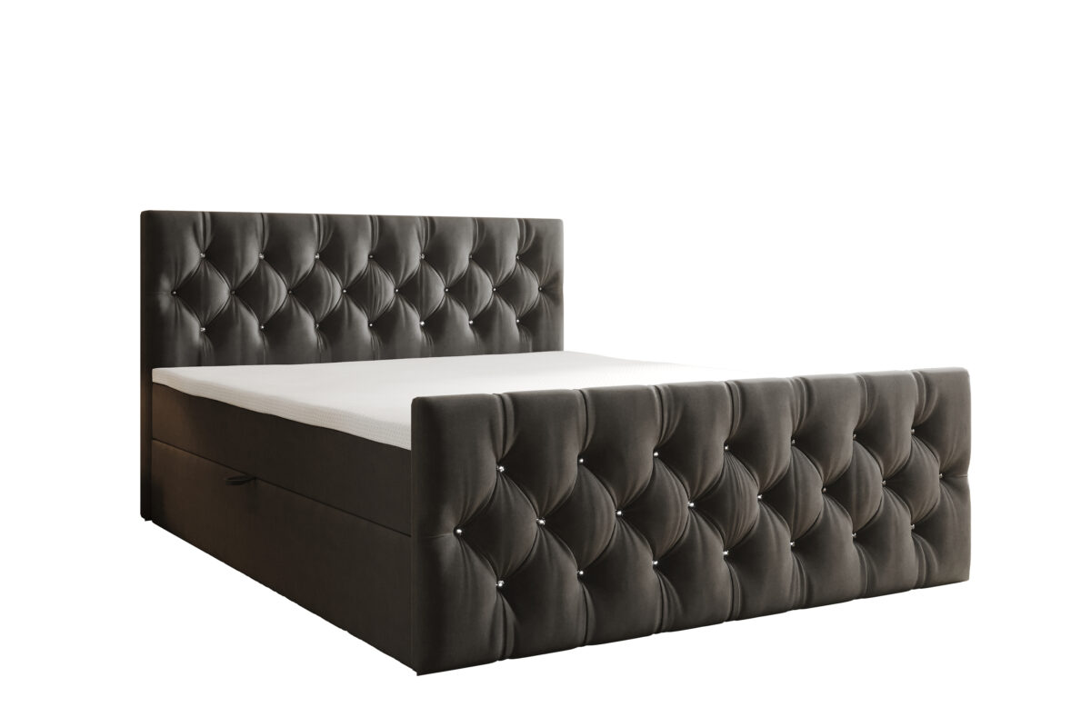 Tali – Łóżko Kontynentalne Glamour z Kryształkami