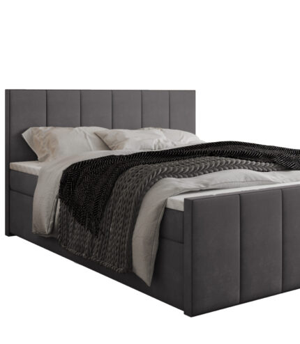 Łóżko kontynentalne ciemny szary  materac bonell