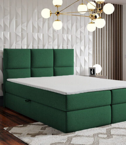 Łóżko Kontynentalne ASPEN zielony z materacem bonell