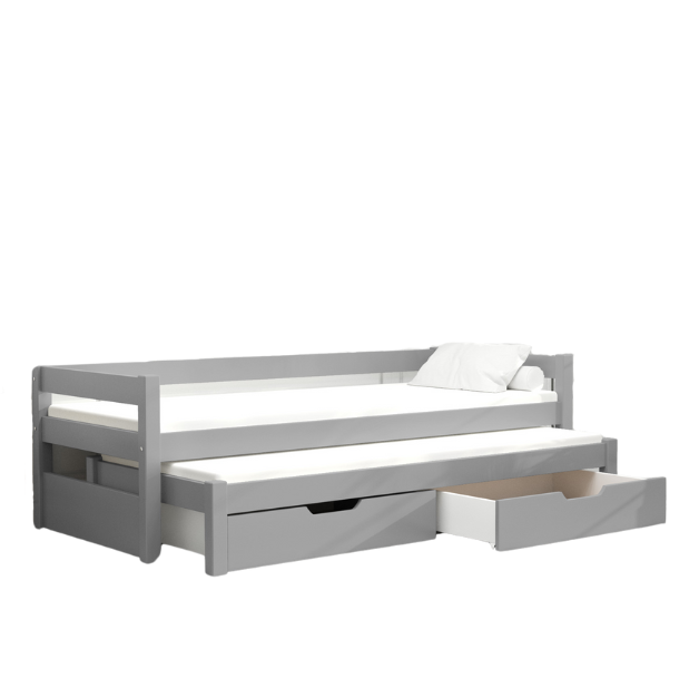 Łóżko dziecięce 2 osobowe + dwa materace, szuflady wysuwane/Szare
