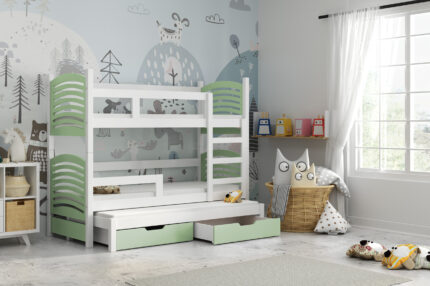 łóżko dla dziecka białe+miętowe