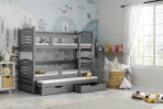 Trzyosobowe łóżko piętrowe dla dzieci z szufladami