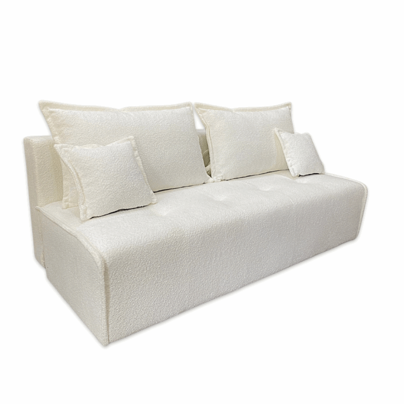 Wygodna śmietankowa sofa rozkładana do spania codziennego – nowoczesny design