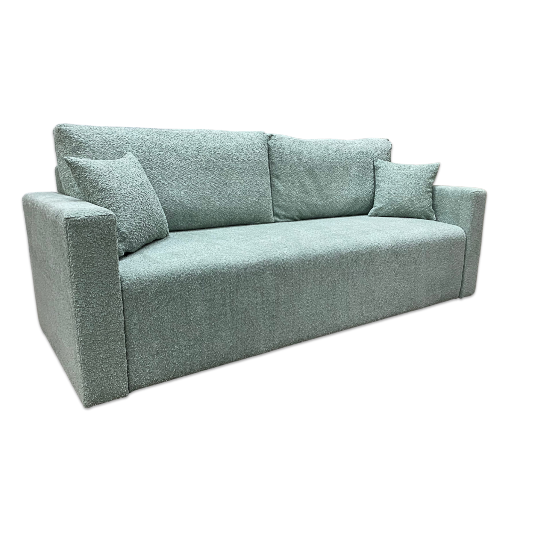 Kanapa rozkładana z funkcją spania Ambra w tkaninie Abriamo miętowa