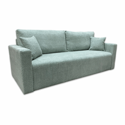 Kanapa rozkładana z funkcją spania Ambra w tkaninie Abriamo miętowa – wygoda, styl i funkcjonalność w jednym